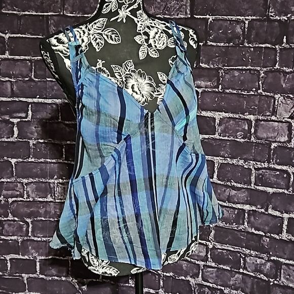 We The Free Boho Size Large Blue Plaid Halter Top NWT - Picture 2 of 6